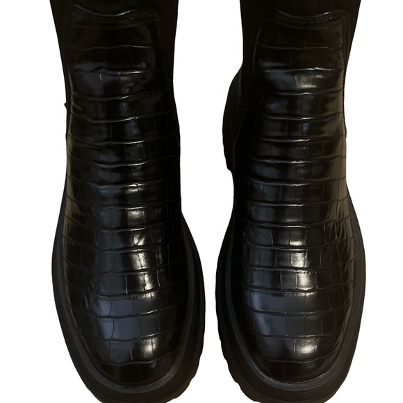 London Rebel Platform Croc chelsea calf sock boots - Picture 3 of 6
